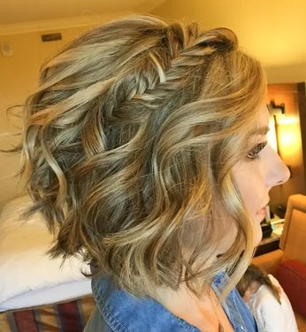 تسريحة  Wavy Bob with Fishtail Braid.jpg