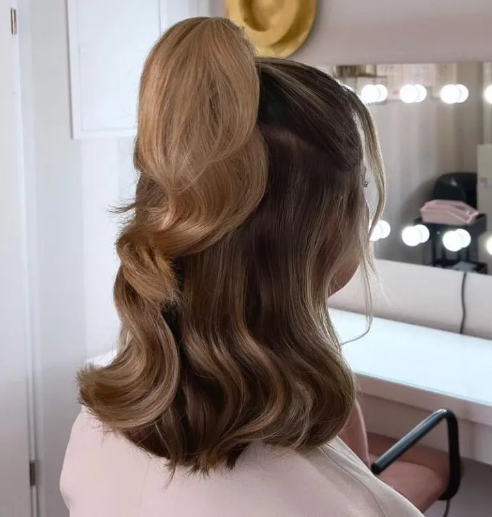 Chic Wavy Half Up Pony on Short Hair.jpg