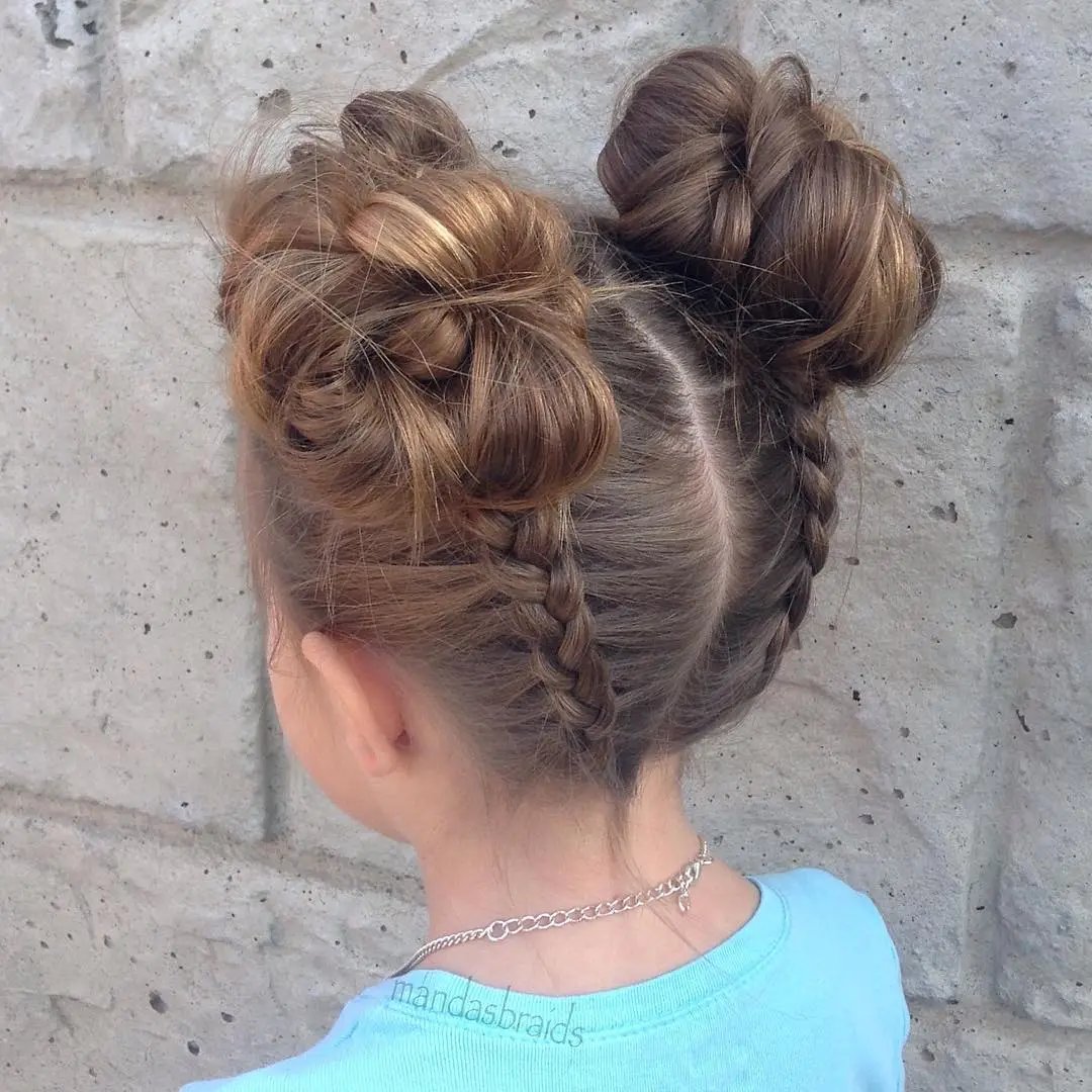 تسريحة Dutch Braids into Voluminous Buns.jpg