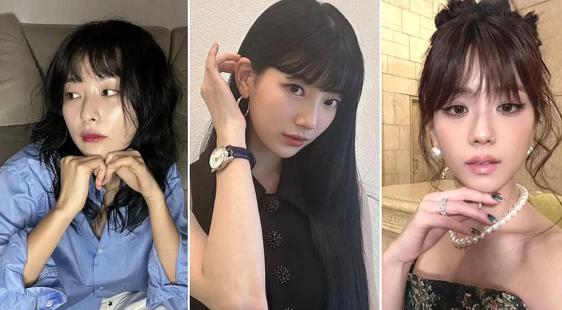   موديلات الغرة الكورية مع المشاهير