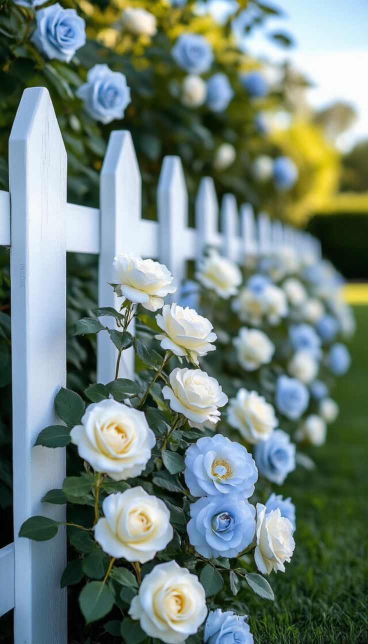 الورد الازرق والابيض